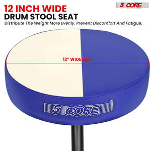5 Core Drum Throne 3 Thick Padded Memory Foam Comfortable Drummer <b>Stool</b> 330Lb Capacity Adjustable - Product Image 4