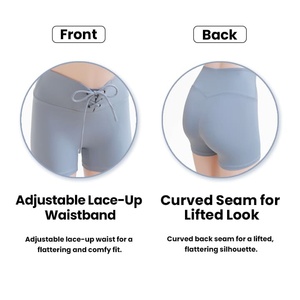 Shorts de yoga à compression taille haute |   Taille élastique avec cordon de serrage pour un effet ventre plat |   Spandex et nylon respirants |   Logo personnalisé OEM ODM - Product Image 3