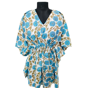 Kaftán Corto Estampado Jaipuri 100% Algodón, Elegante y Casual para el Día o para Salir de Noche, Talla Única - Product Image 1