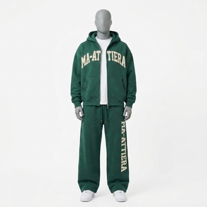 Ensemble survêtement homme personnalisé : sweat à capuche zippé épais et pantalon de jogging large - Product Image 3