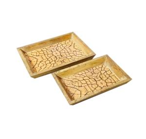 Plateau en bois de haute qualité avec poignée Designer en forme d'hexagone en bois massif fabriqué plateau en bois fini poli - Product Image 1