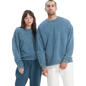 Sweat-shirt à col rond surdimensionné pour homme, couleur unie, 100% coton, molleton français, pull décontracté pour l'hiver - Product Image 4