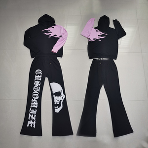 Men's Custom Logo Flare Pants Hoodies Hip Hp Style Heavy Printed Cotton Terry High & Mid Waist New Features Made Fleece <b>Fabric</b> - Product Image 4