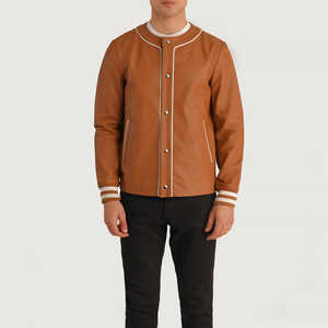 Chaqueta de invierno para hombre de diseño superior con cuello levantado manga completa 100% cuero de alta calidad personalizable precio razonable - Product Image 1