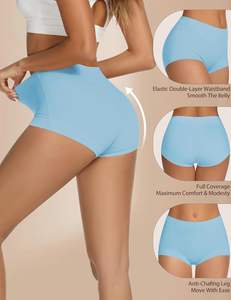 Shorts pour femmes, culottes, sous-vêtements en coton, taille mi-haute, respirant, tissu doux, ajustement confortable, imprimé uni, sous-vêtements de tous les jours - Product Image 3