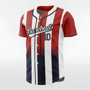 Maillot de baseball personnalisé à manches courtes à prix bas / Vente en gros de maillots de baseball unis imprimés par sublimation personnalisés pour hommes - Product Image 2