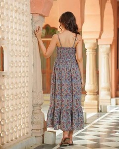 Vestido largo con estilo de algodón orgánico tejido a mano indio para mujer estilo dulce ecológico para fiestas de boda de novia - Product Image 3