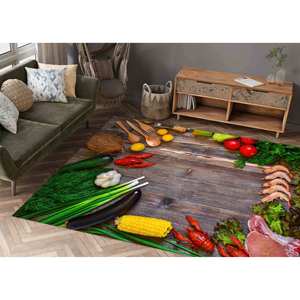 Tapis alimentaire imprimé en 3D : Décoration de cuisine moderne, tapis antidérapant, avec tapis moelleux - Product Image 2