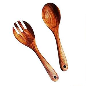 Unique Product Accessories Acacia <b>Salad</b> <b>Server</b> Set Eco-Friendly Dishwasher Safe <b>Salad</b> Tools Home Kitchen Made in India - Product Image 2