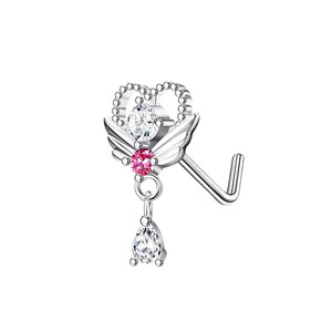Vente en gros de bijoux de <span class=keywords><strong>piercing</strong></span> de <span class=keywords><strong>narine</strong></span> en forme de L en acier inoxydable 20G, bijoux de <span class=keywords><strong>piercing</strong></span> de <span class=keywords><strong>nez</strong></span> en CZ, os de <span class=keywords><strong>nez</strong></span> et goujon à vis pour femmes - Product Image 1