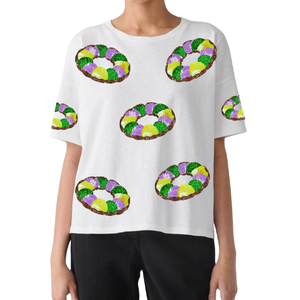 Camisetas de verano personalizables de ajuste holgado supercómodas camisetas casuales de tendencia suave de Mardi Gras con múltiples motivos de lentejuelas al por mayor - Product Image 4