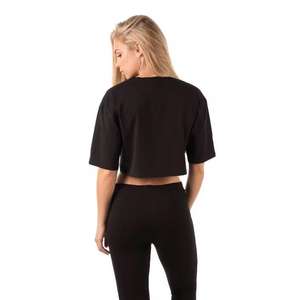 Top corto liso de algodón 100% de gran tamaño para mujer, camiseta al por mayor, cintura Natural en blanco barata - Product Image 6