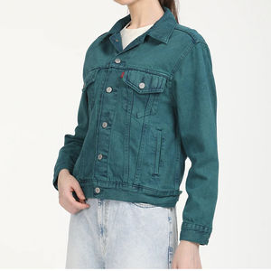 Veste en jean rose à manches longues en coton respirant avec poches Vêtements pour femmes-quantité personnalisée Veste en jean - Product Image 2