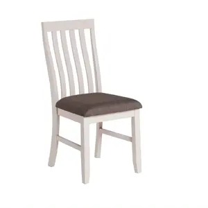 Set kursi makan rumah, gaya transisi Modern dua warna, kayu 4 potong kursi belakang Slat, Hotel, Dapur, kayu Solid