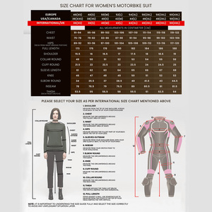 Traje de moto de cuero para mujer con diseño precurvado y protección CE - Product Image 6