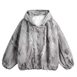 Sudadera con Capucha para Hombre de Alta Calidad, Estilo Desgastado, con Apliques Bordados, 500gsm, Talla Grande, Estilo Vintage, Lavado Ácido, Térmica - Product Image 1