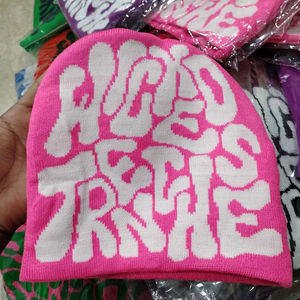 Top qualité fabriqué au Pakistan femmes Y2k Beanie chapeau Slouchy tricoté bonnets Y2k accessoires casquettes graphique Bonnet Bonnet - Product Image 6