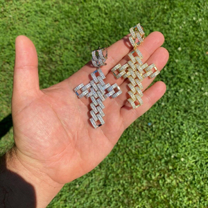 Cuban Style <b>Cross</b> Fine Jewelry Pendants & <b>Charms</b> with Round Cut VVS Diamond Gold Plating Iced Out Hip Hop <b>Charm</b> Made of Silver - Product Image 1