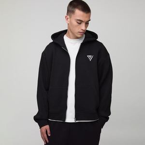 Sweat-shirts noirs unisexes surdimensionnés de style streetwear, de haute qualité, 100% coton, épais, personnalisables avec logo, écologiques et respirants, OEM - Product Image 1