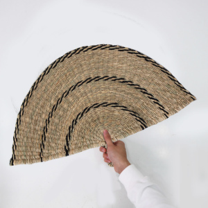 Large seagrass <b>fan</b> handmade semi circle sea grass hand held <b>fans</b> big woven straw <b>wall</b> hanging - Product Image 6