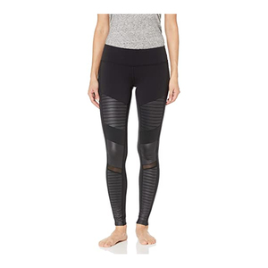 Pantalon de jogging élastique en PU de haute qualité pour femmes-Leggings de yoga de fitness d'hiver avec patch de rue décorations mi-plates - Product Image 5