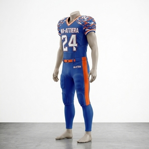 Custom Blue Orange American Football Jersey <b>Padded</b> <b>Pants</b> Team Uniform Number 24 Performance Sportswear OEM ODM Wholesale Supplie - Product Image 2