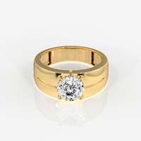 Anillo de Oro 9K para Hombre con Diamante Portugués Cultivado en Laboratorio de 1 Quilate, Corte Brillante, Corte Excelente, Estilo Hip Hop, Chapado en Rodio, 99% Puro