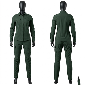 Women Security Uniform 220 GSM Polyester Cotton Stretch Dark Green Tactical Shirt Cargo <b>Pants</b> Embroidery Logo Custom OEM - Product Image 1