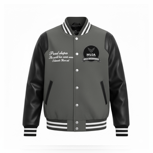 Chaqueta Universitaria de Lana de Alta Calidad de Muja Enterprises, Inspirada en el Estilo Clásico, con Cuello Alto, Teñida, con Parche de Chenilla 3D, Cierre Frontal de Cremallera, Estilo Urbano - Product Image 2