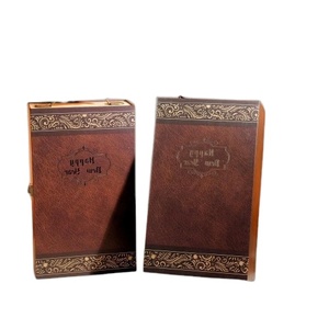 Boîtes à vin de luxe biodégradables personnalisées pour le Nouvel An 27x35x12 CM Papier d'art métallisé Kraft avec revêtement UV 3D Feuille d'or Whisky Tequila - Product Image 1