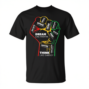 Camiseta promocional negra para hombre Power Fist Hand History Month - Product Image 2