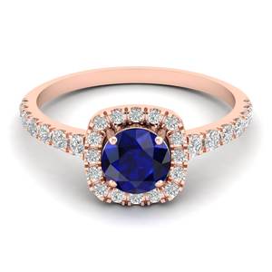 Anillo de Zafiro Azul de Corte Redondo de 0.84 Quilates en Oro Amarillo de 14 Quilates de Alta Calidad REYES para Mujer, Anillos de Compromiso de Diamantes de Lujo - Product Image 6