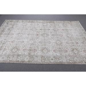 พรมวินเทจสไตล์ตุรกี ขนาด 5.8x8.9 ฟุต พรมขนสัตว์สีขาวขอบเขียว - Product Image 3