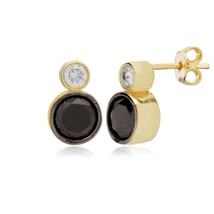 Boucles d'oreilles clous rondes en zircon noir, fabrication artisanale turque, bijoux en argent sterling 925, vente en gros - Product Image 3