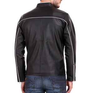 Veste en cuir pour homme de taille normale de qualité supérieure avec logo à l'avant, coupe-vent, imperméable, style de rue personnalisé, service OEM/ODM - Product Image 5