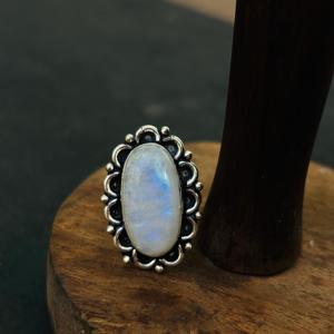 Hot Selling Original Marquise Oval Shape Moissanite 925 Sterling Silver Wedding Ring Fine <b>Rainbow</b> Moonstone Factory Wholesale - Product Image 3