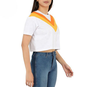 Haute qualité coton et polyester femmes haut court débardeurs Slim Fit respirant séchage rapide manches courtes vêtements de yoga dans un style décontracté - Product Image 3