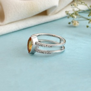 2025มาใหม่14K ทอง Vermeil Citrine Ring Marquise ตัด7X7mm สีเหลืองแหวนงบอัญมณีเครื่องประดับทำด้วยมืออย่างดีสำหรับผู้หญิง - Product Image 3