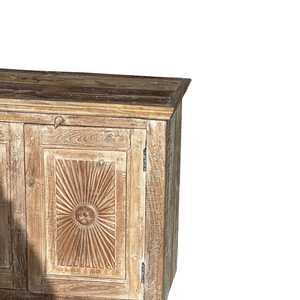 Hand-Carved Midcentury <b>Rustic</b> Sideboard <b>Cabinet</b> MDF Wood for Dining Room or Home Bar - Product Image 6