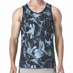 Camiseta sin mangas deportiva de secado rápido con estampado de camuflaje y cuello redondo para hombre - Product Image 1