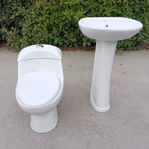 Suramericano Venta caliente Inodoros Y Lavaderos Sifón <span class=keywords><strong>Inodoro</strong></span> de una pieza y lavabo de pedestal Suite de artículos sanitarios baratos - Product Image 4