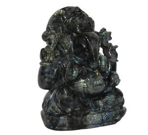 Estatua de Ganesha de Labradorita Curativa, Escultura Hindú Espiritual Tallada a Mano, 4-5'' de Altura, Obra de Arte Coleccionable de la India, Rudra - Product Image 5