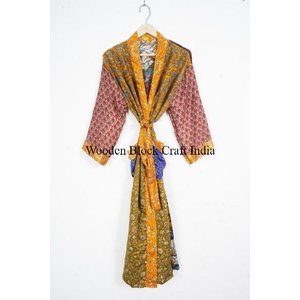 Luxury Lightweight Women's <b>Silk</b> <b>Kimono</b> Boho Chic Floor-Length Flower Print Robe Soft Spa Resorts Beach Loungewear - Product Image 2