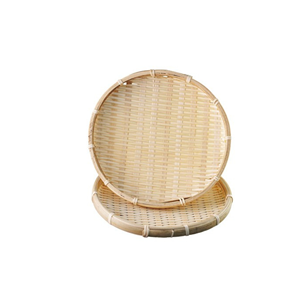 Pelle à poussière tressée en bambou paniers de vannage 100% naturel tissé à la main panier de fruits plat peu profond légumes panier de service - Product Image 1