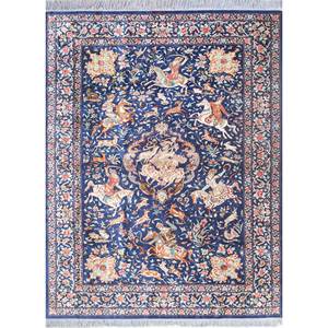 Alfombras de Seda Anudadas a Mano Gulmarg con Patrón Floral Azul Pae-5707 para Uso Doméstico - Product Image 1