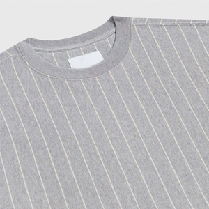 Sweat-shirt unisexe en molleton mélangé de coton gris rayé, pull personnalisé à col rond, streetwear décontracté, chaud, tricot d'hiver - Product Image 2