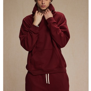 เสื้อฮู้ดแฟชั่นสำหรับผู้ชายปักลาย450GSM หรูหราผ้าพัฟฟ์ฝรั่งเศสเทอร์รี่เสื้อครอปแบบไขว้ออกแบบได้ตามต้องการ - Product Image 1