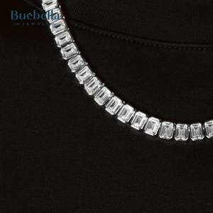 Offre Spéciale 14K Or et Argent 925 Plaqué Hommes 8mm Moissanite Diamant Emeraude Tennis Chaîne Vente Chaude Collier - Product Image 3