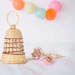 Meilleur prix décor de Noël tissé bambou cloche arbre de Noël suspendus ornements cadeau rustique pour le jour de Noël - Product Image 1