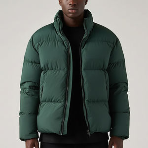 Veste d'hiver matelassée à col cheminée en coton décontractée de haute qualité avec fermeture éclair, tissu chaud, design bicolore pour hommes - Product Image 6